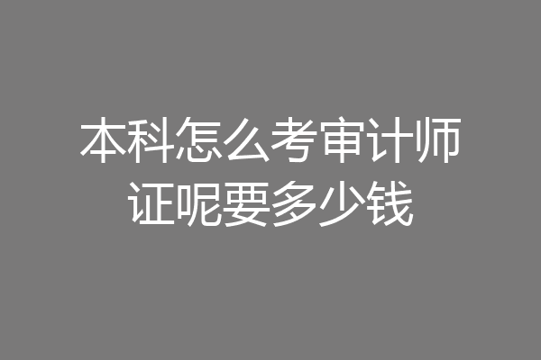 本科怎么考审计师证呢要多少钱