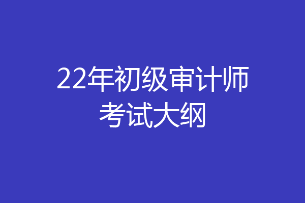 22年初级审计师考试大纲