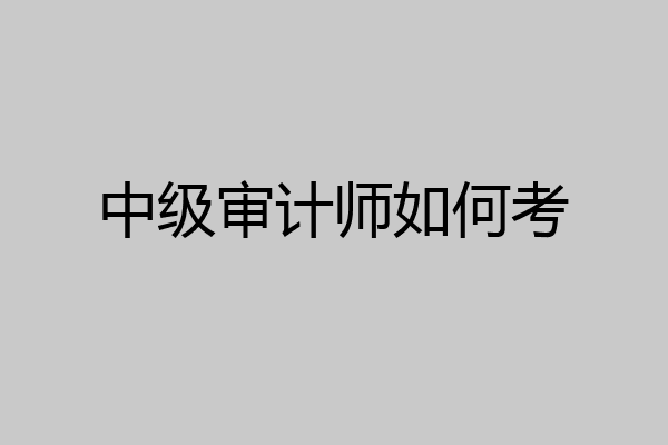 中级审计师如何考