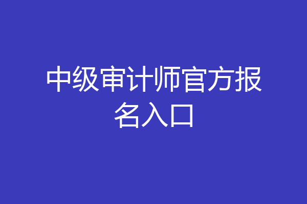 中级审计师官方报名入口