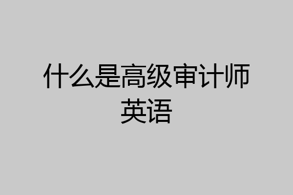 什么是高级审计师英语