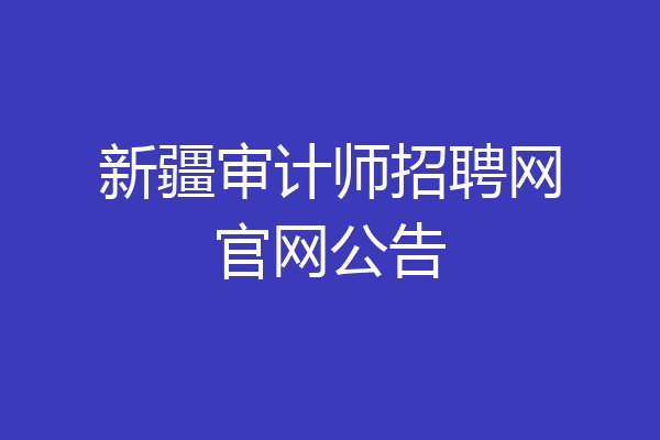 新疆审计师招聘网官网公告