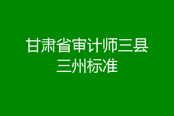 甘肃省审计师三县三州标准