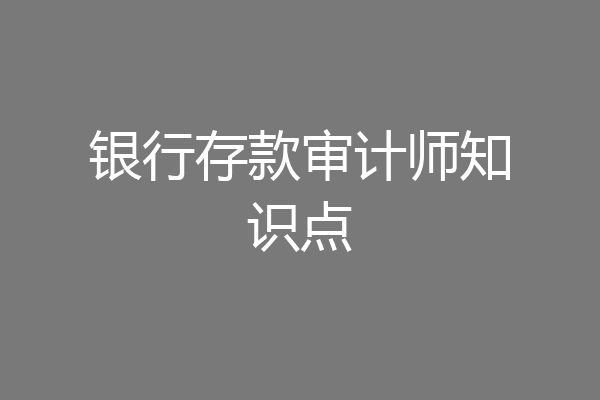 银行存款审计师知识点