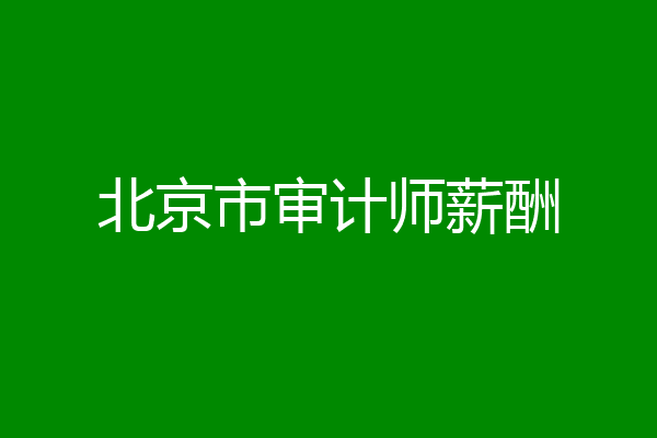 北京市审计师薪酬