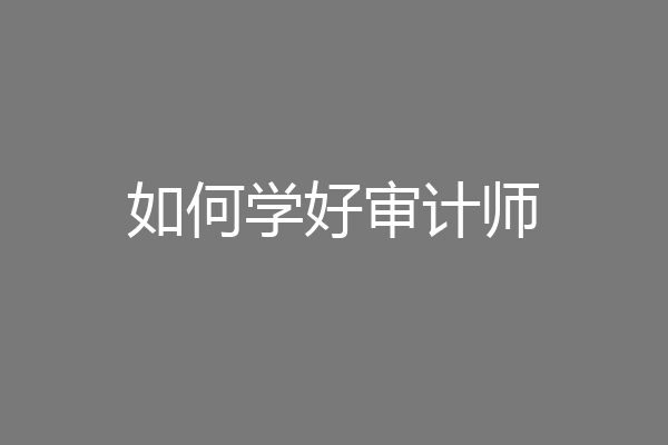 如何学好审计师