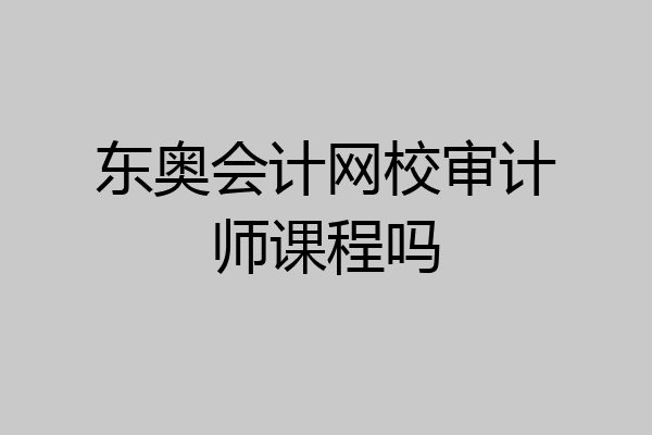 东奥会计网校审计师课程吗