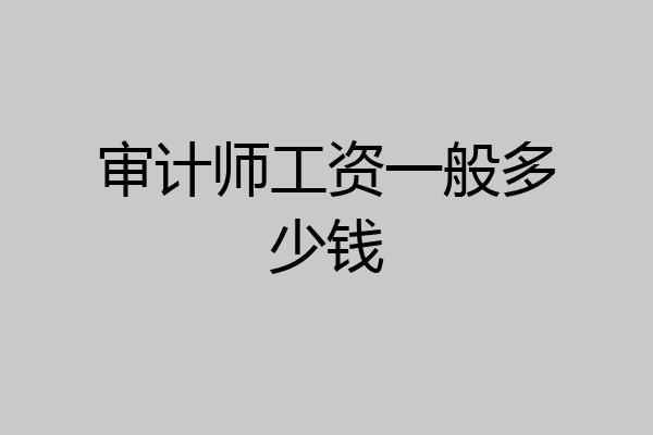 审计师工资一般多少钱