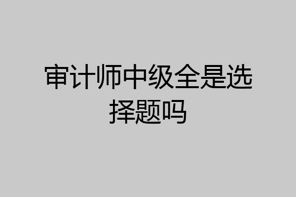 审计师中级全是选择题吗