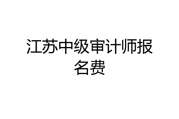 江苏中级审计师报名费