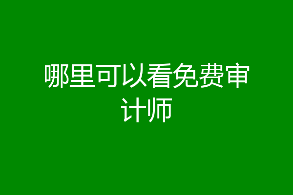 哪里可以看免费审计师
