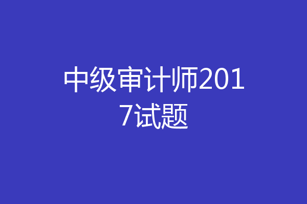 中级审计师2017试题