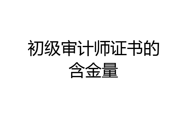 初级审计师证书的含金量