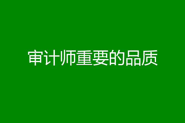 审计师重要的品质