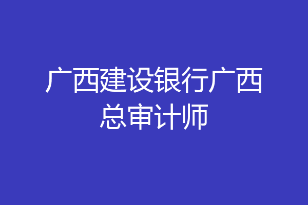 广西建设银行广西总审计师