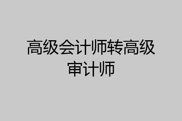 高级会计师转高级审计师