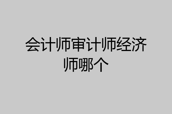 会计师审计师经济师哪个