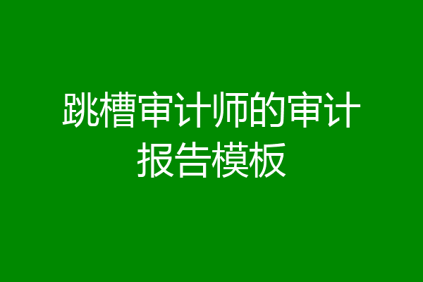 跳槽审计师的审计报告模板