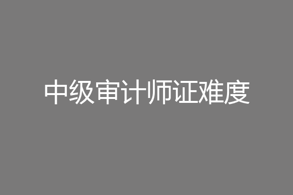 中级审计师证难度