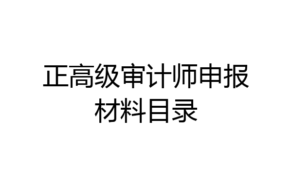 正高级审计师申报材料目录