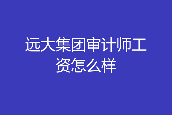 远大集团审计师工资怎么样