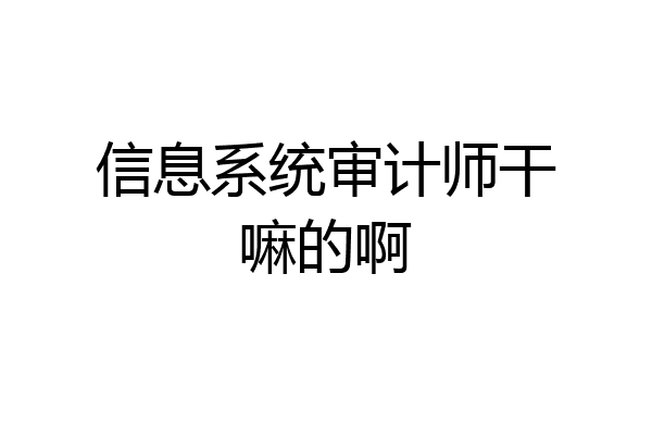 信息系统审计师干嘛的啊