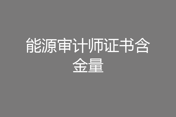 能源审计师证书含金量