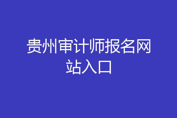 贵州审计师报名网站入口