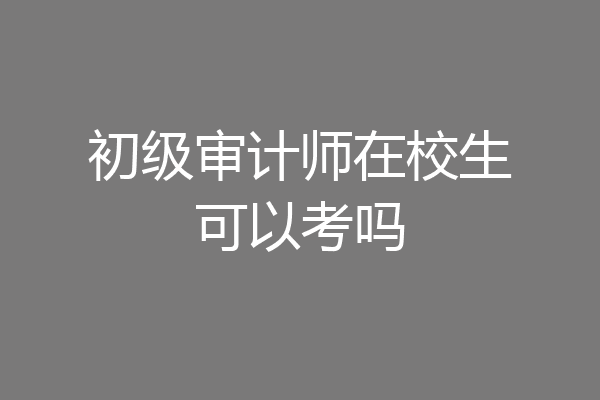 初级审计师在校生可以考吗