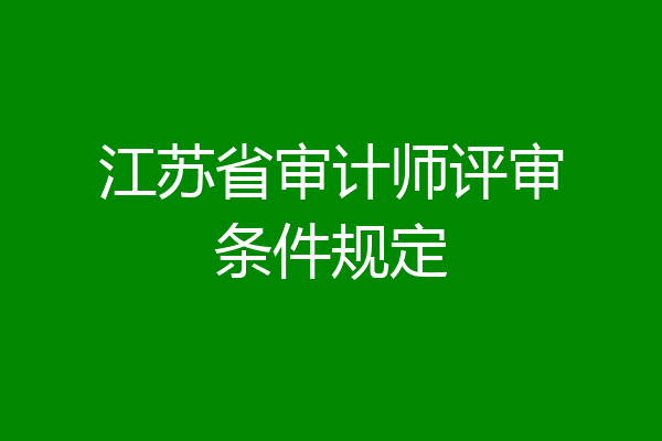 江苏省审计师评审条件规定