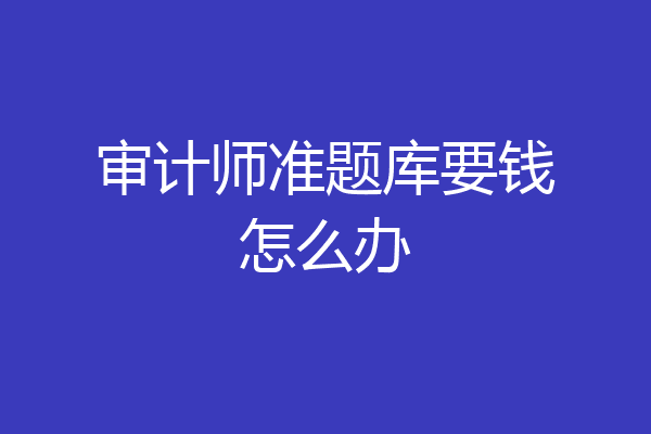 审计师准题库要钱怎么办