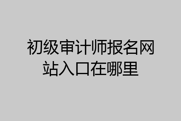 初级审计师报名网站入口在哪里