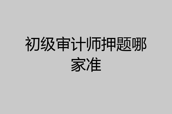 初级审计师押题哪家准
