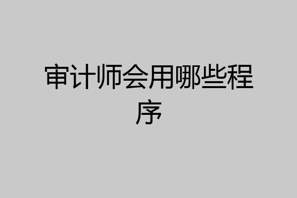 审计师会用哪些程序
