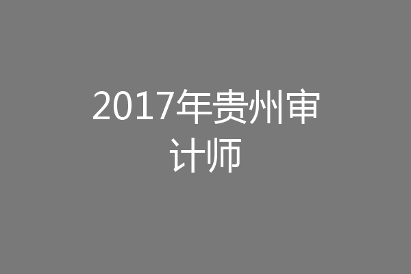 2017年贵州审计师