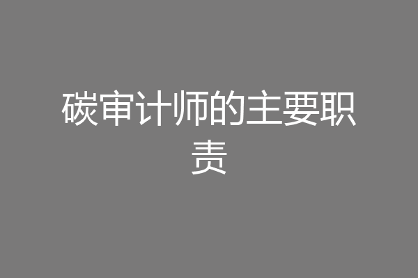 碳审计师的主要职责