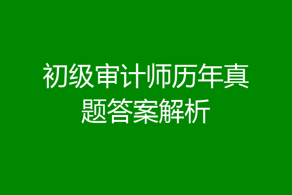 初级审计师历年真题答案解析