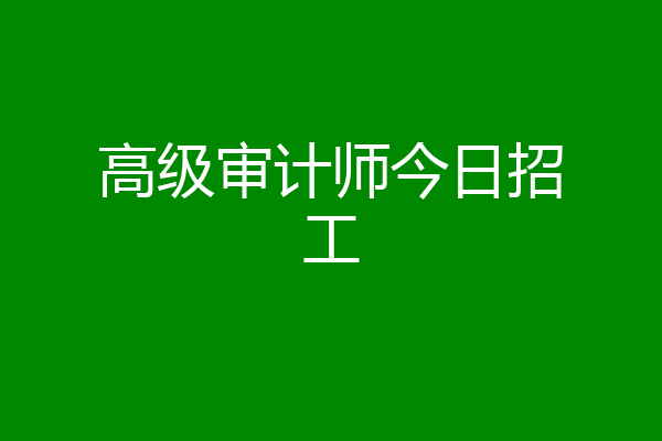 高级审计师今日招工