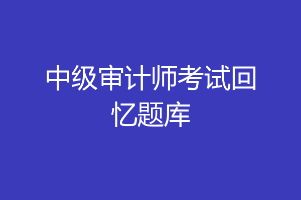 中级审计师考试回忆题库
