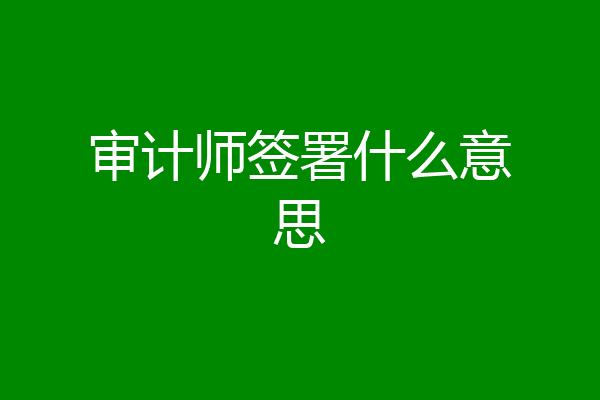 审计师签署什么意思