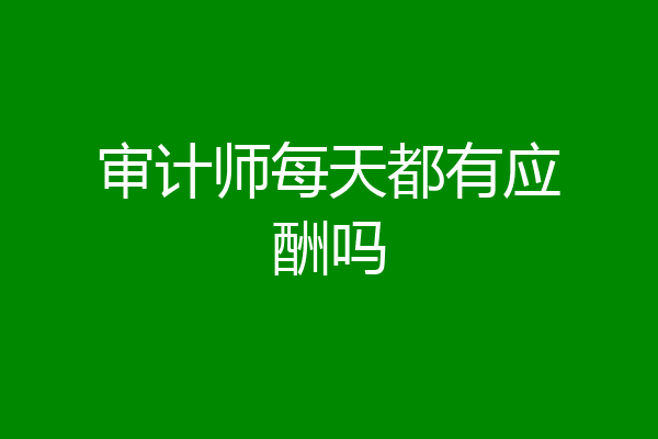 审计师每天都有应酬吗