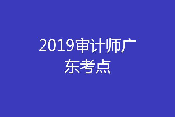 2019审计师广东考点