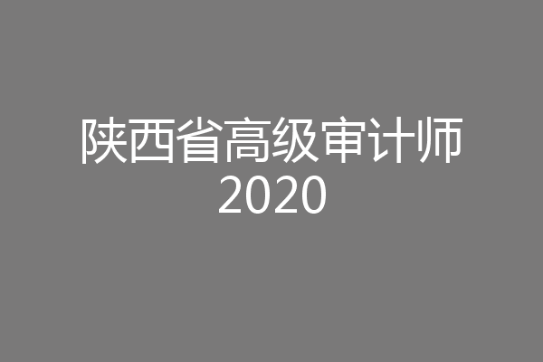 陕西省高级审计师2020