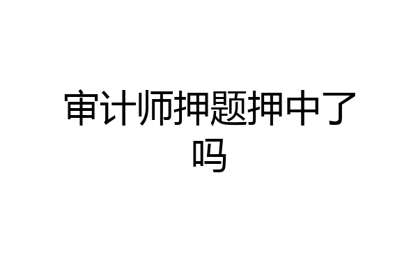 审计师押题押中了吗