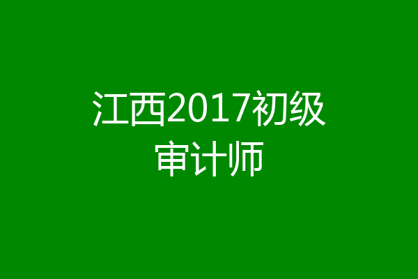江西2017初级审计师