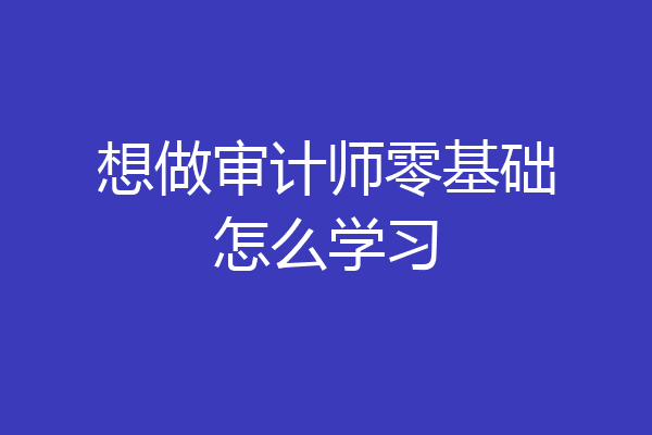想做审计师零基础怎么学习