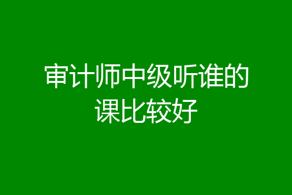 审计师中级听谁的课比较好