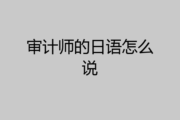 审计师的日语怎么说