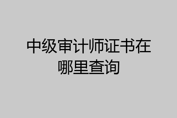 中级审计师证书在哪里查询