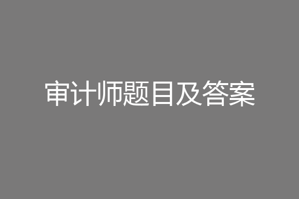 审计师题目及答案